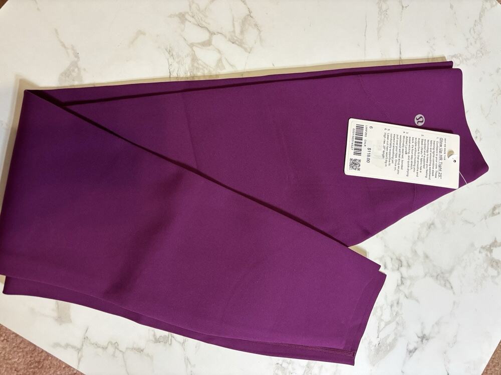 lululemon Nulu Glow Up High Rise Tight 25" Solid Purple Stretch Women's 6